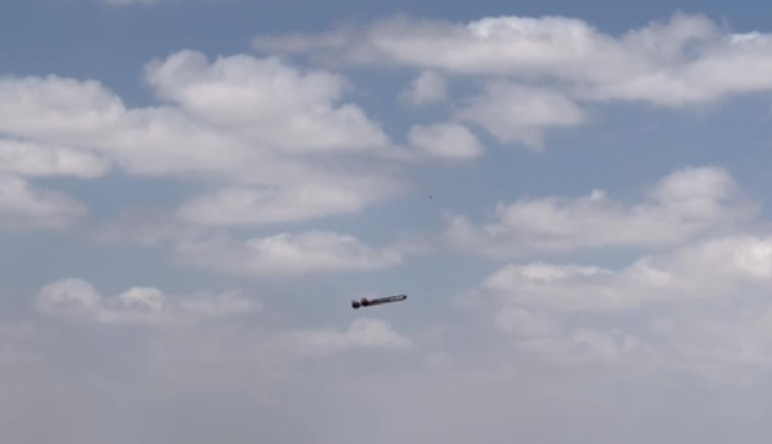 X-Lance experimental turbojet UAS in flight, May 11 2026